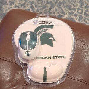 Michigan State Mouse and Mouse Pad Set - White and Green